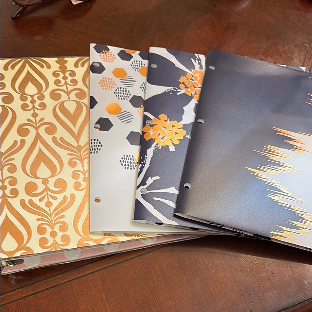 Elegant Patterned 1” binder and set of three Folders.